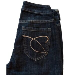 Chicos Platinum Dark Blue Denim Jeans Stretch Charm RG Jeans Boot Leg 4/6 0 Reg
